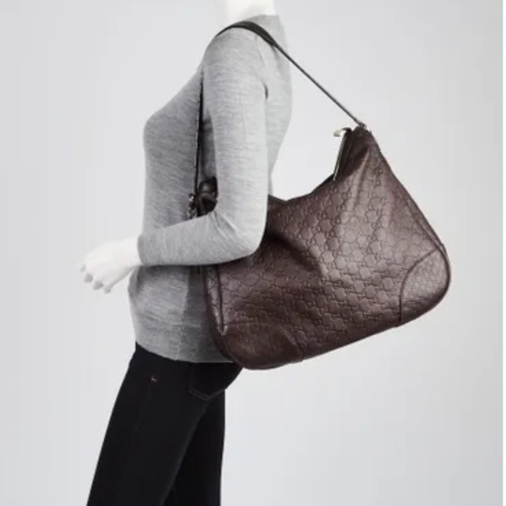 Original Guccissima Dark Brown Leather Bree Hobo Bag